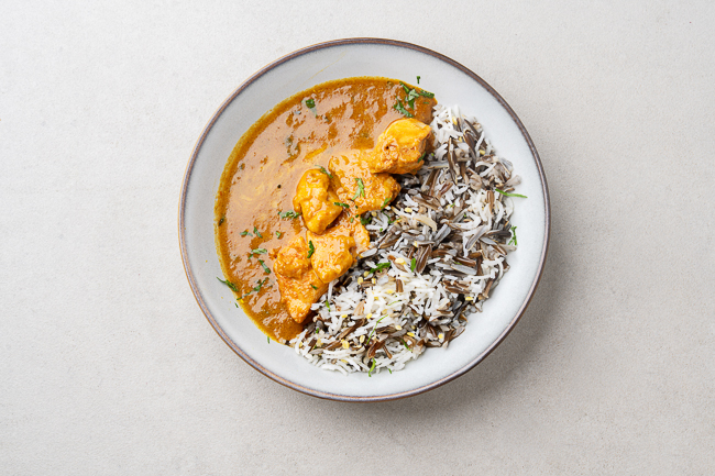 Slow-Cooked Chicken Curry with Wild Rice Mix